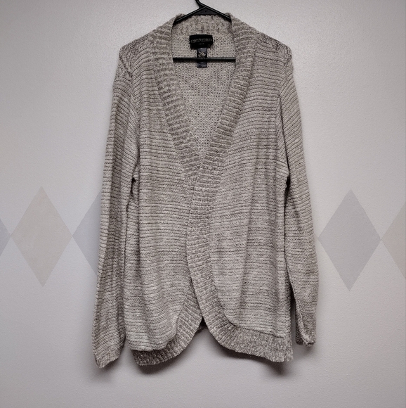 Women's Absolutely Creative Worldwide heathered gray/oatmeal long line cardigan - Picture 1 of 8